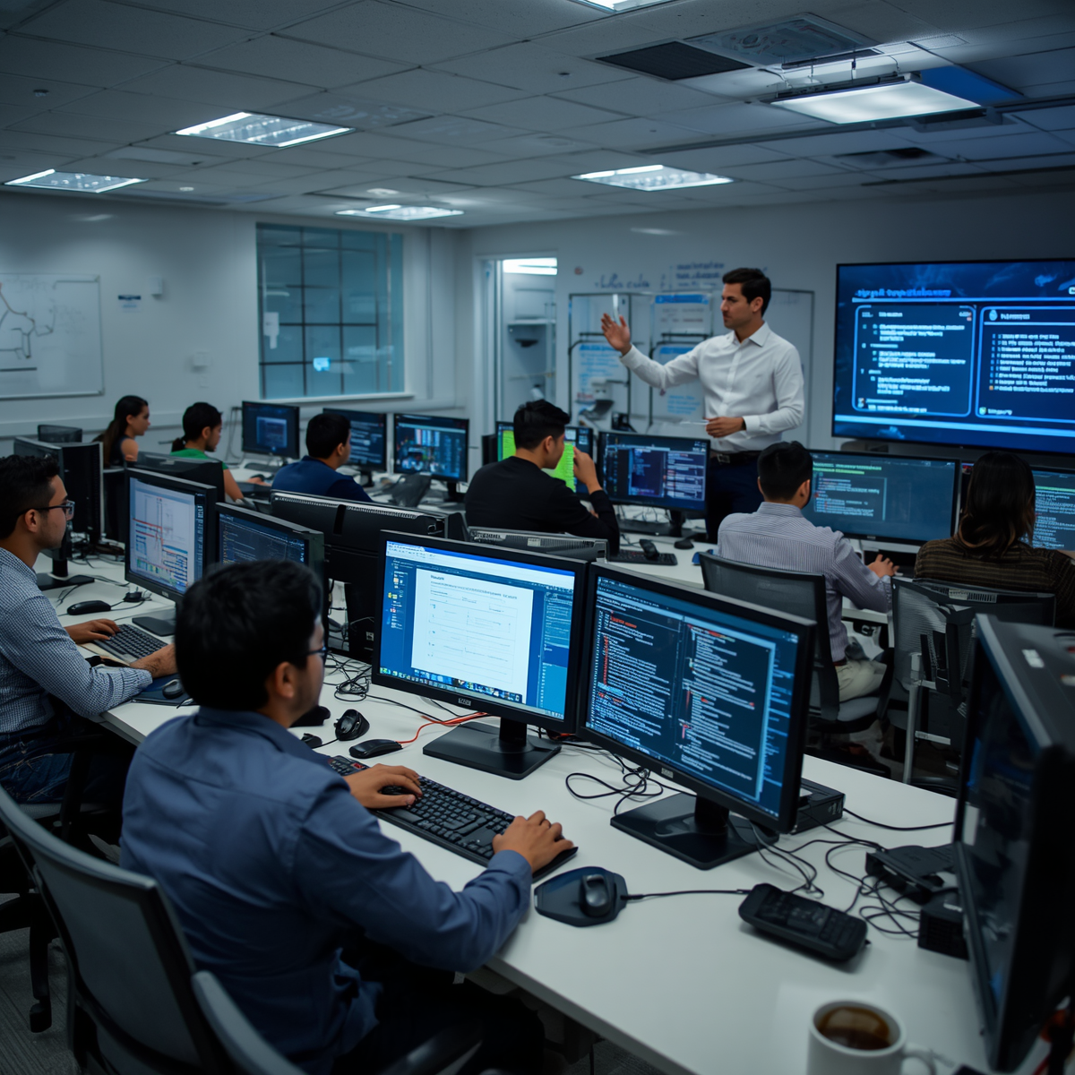 a classroom of cybersecurity students 