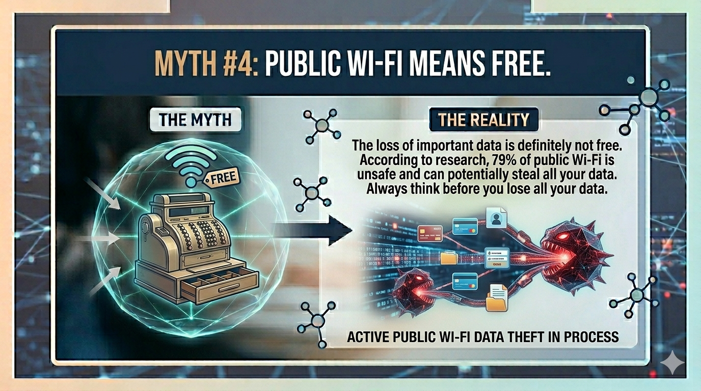 Infographic of Public Wi-Fi means free.